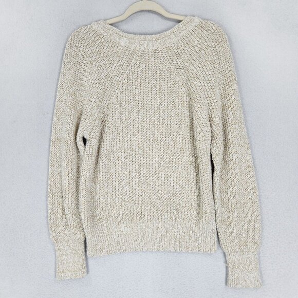 Free People Sweater Womens Large Cream Electric City Linen Blend Pullover Casual - Picture 11 of 12